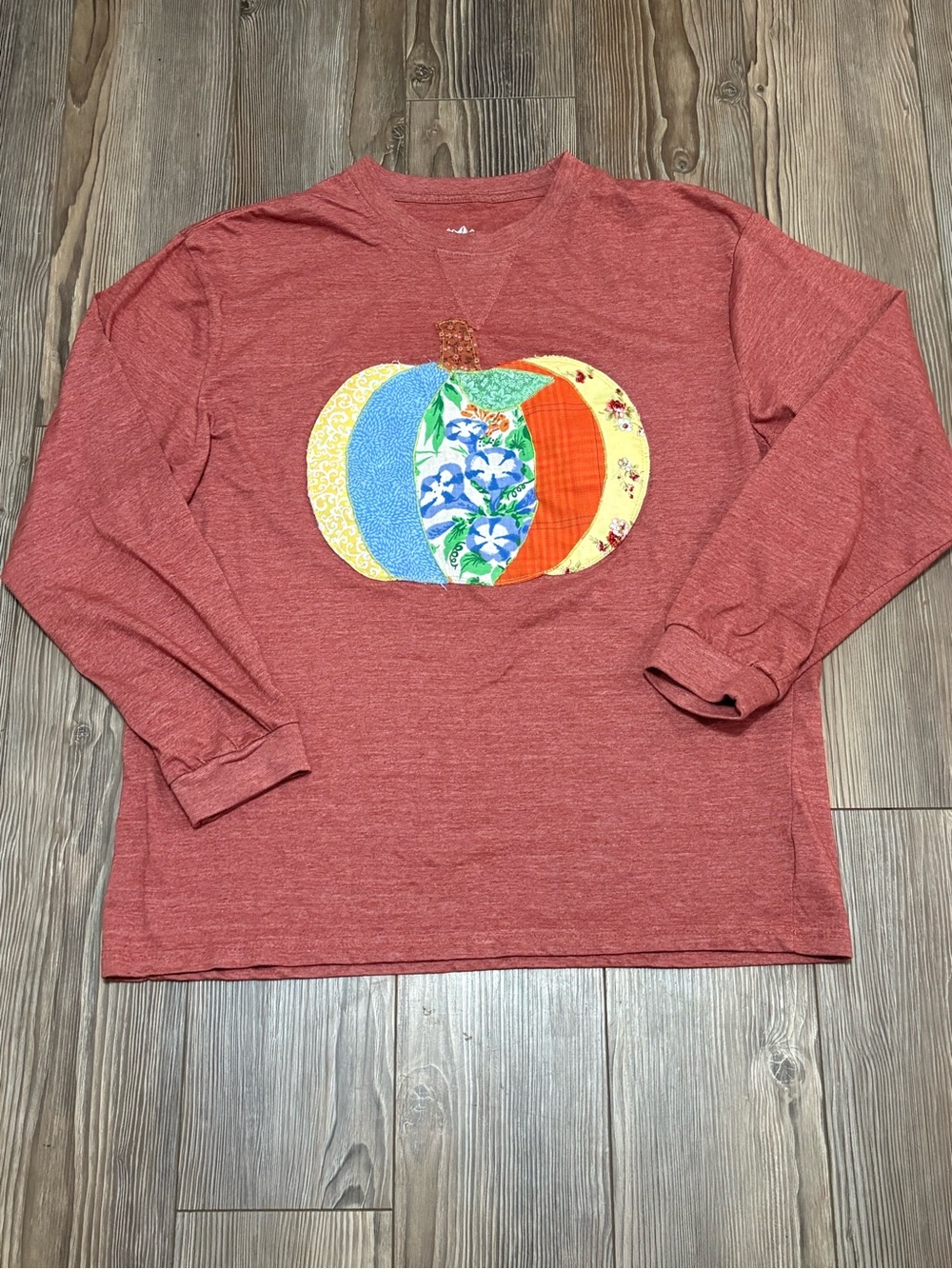 Jackson Hole Fall Pumpkin Patchwork Graphic T-Shirt Womens Unisex L Heather Rust